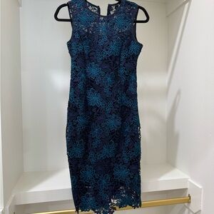 White House Black Market Teal Lace Midi Dress